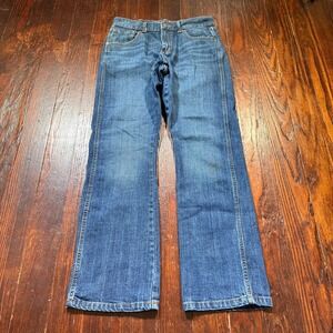 Wrangler Retro Jeans Mens 29x32 Blue Relaxed Boot Stretch Western Faded Whiskers